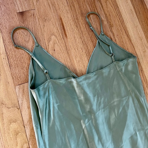 SABLYN carla silk slip dress midi sage green made in USA size M - Picture 7 of 8